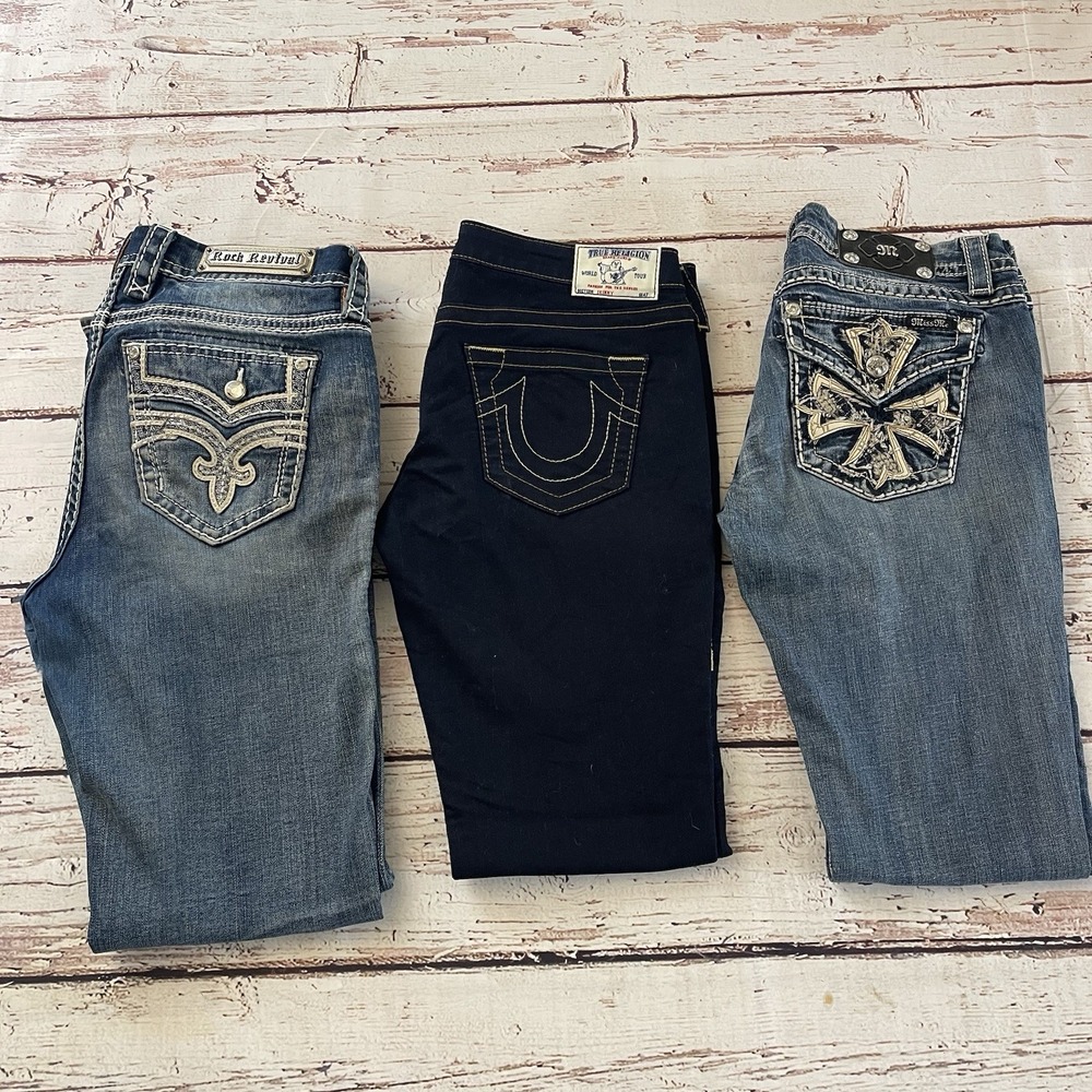 Rock Revival True‎ Religion Miss Me Women's Size 30 Jeans Y2K 2000's Lot of 3